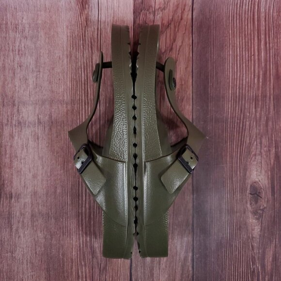 *READ* Birkenstock Mens 45 US 12 Gizeh Essentials Eva Khaki Flip Flops Sandals - Picture 8 of 13